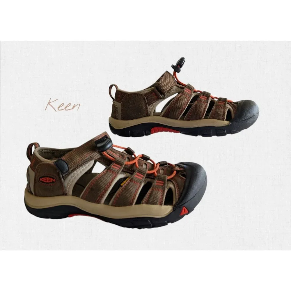 KEEN Newport H2 Youth Sandals Sz 3 Brown Orange Waterproof Outdoor